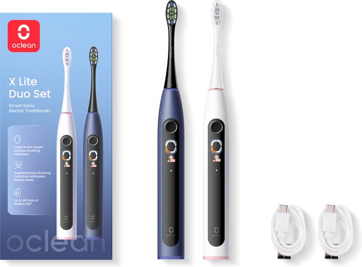 Productafbeelding Clean X Lite Smart Sonic Duo Set Elektrische Tandenborstel, grijs en blauw (Sonische tandenborstel)