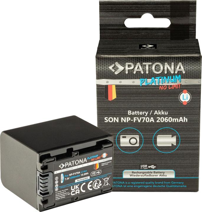 Actual product image Patona Platinum USB-C Sony NP-FV70