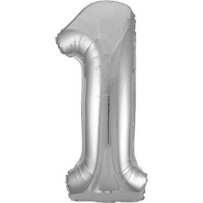 MICA Festival Minifolienballon Zahl 1 silber - ca. 40 cm