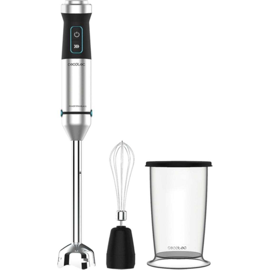 Cecotec Batidora Di Mano Power Titanblack 1500xl Crema, Frullatore a immersione, Nero, Argento