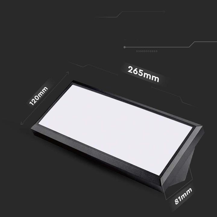 Produktbild V-TAC LED wall luminaire VT-8054 oblique 12W IP65 4000K 1250lm (SKU 6808) Black (1250 lm)