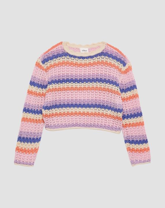 Produktbild s.Oliver Verkürzter Ajour-Stickpullover im Loose Fit (92, 98)