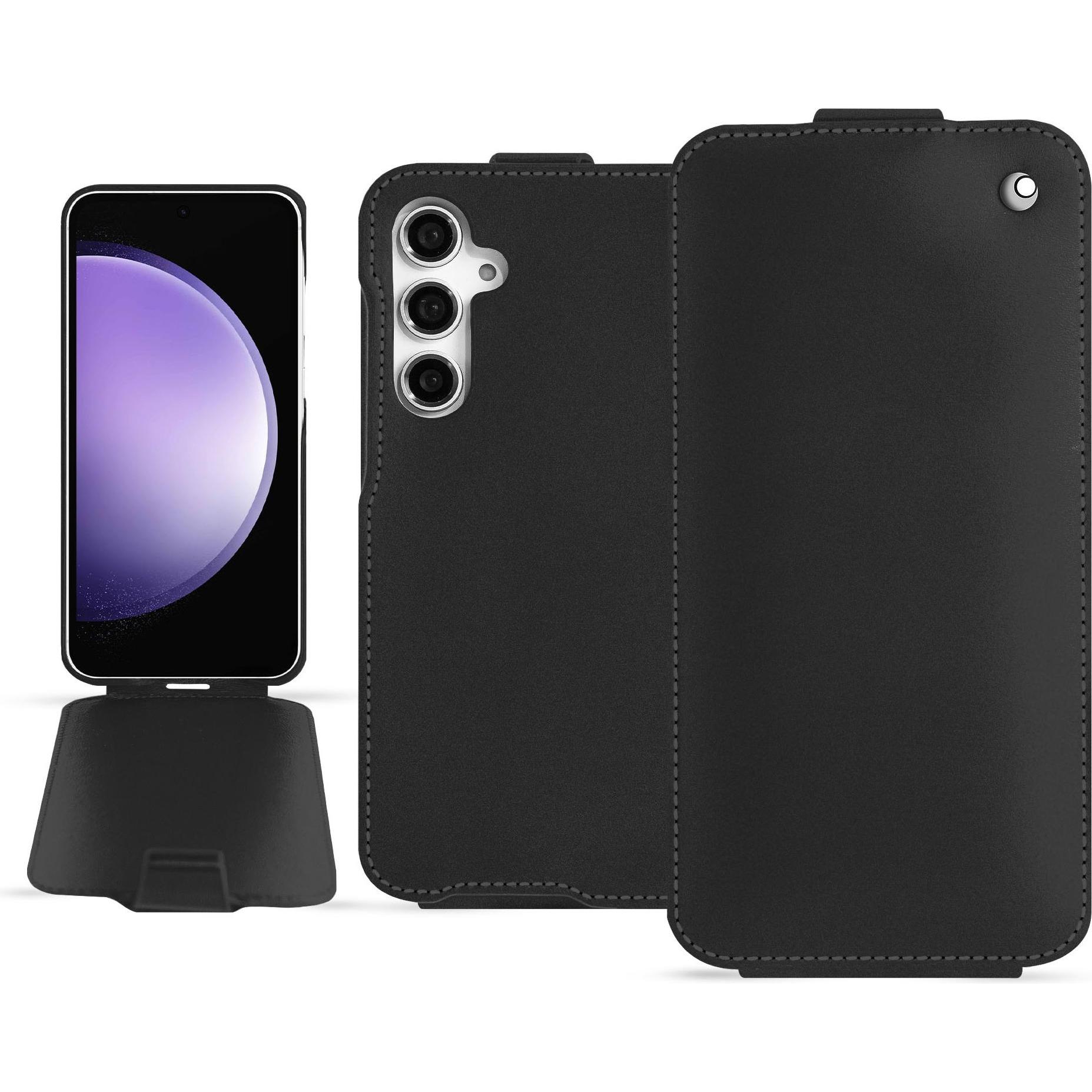 Noreve Lederschutzhülle vertikal (Samsung Galaxy S23 FE), Smartphone Hülle, Schwarz