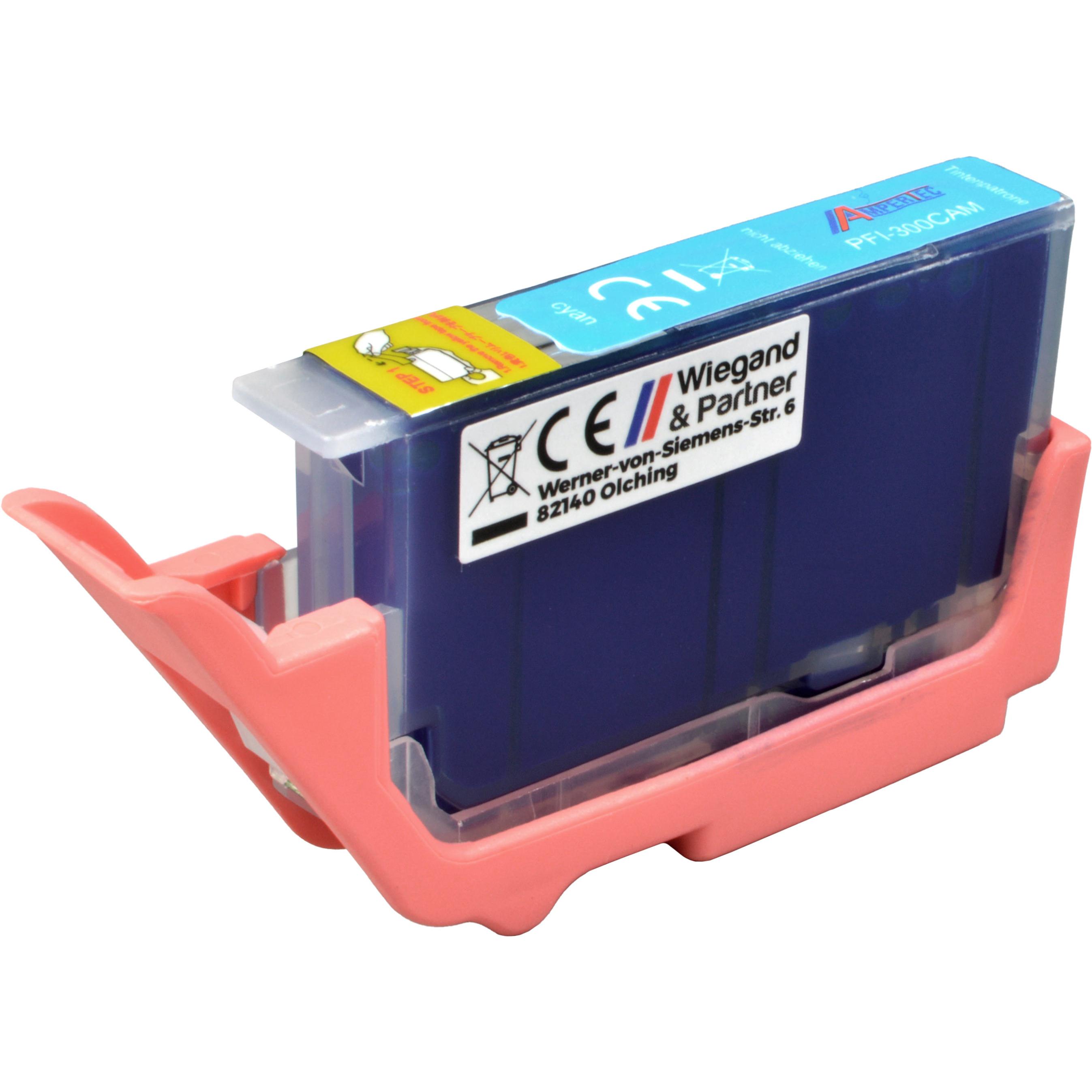 Ampertec, Druckerpatrone, Tinte ersetzt Canon PFI-300C 4194C001 cyan (C)
