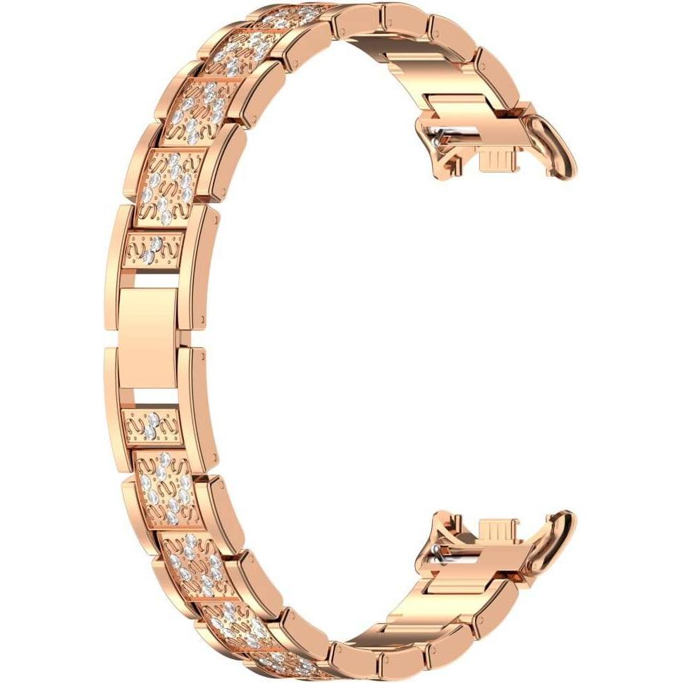Thumbnail - Cover-Discount Edelstahl mit Strass Armband (strass, Edelstahl, Xiaomi Smart Band 9), Uhrenarmband, Rosa