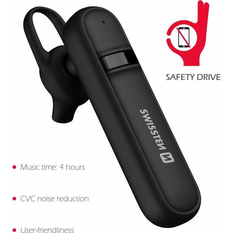 Thumbnail - Swissten Bluetooth Headset CALLER(ECO PACK) (ANC, 4 h, Kabellos), Kopfhörer, Schwarz