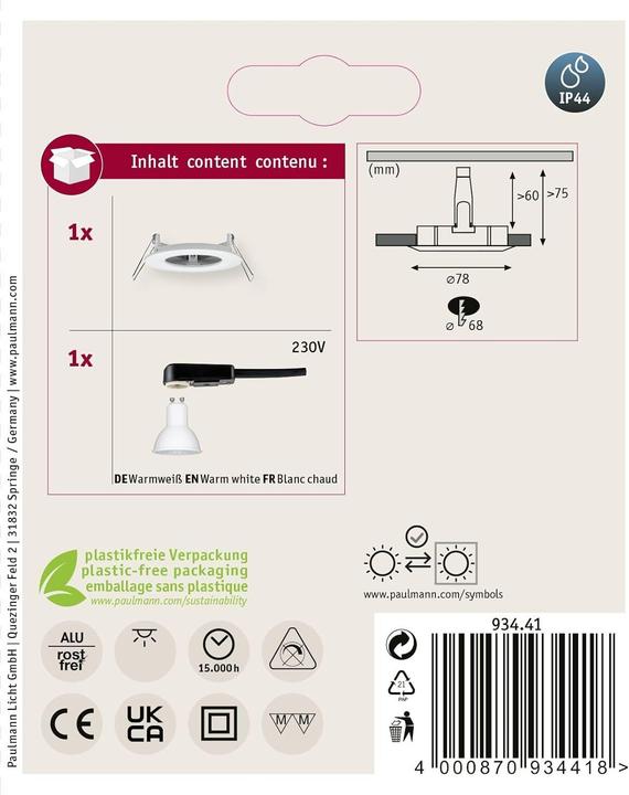 Produktbild Paulmann Einbauleuchte Nova Set (460 lm, GU10)