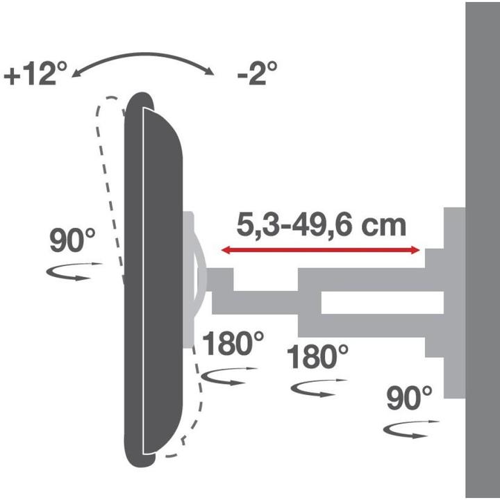 Produktbild Techly Befestigungskit (voll bewegliche Wandhalterung) - für Flachbildschirm - Schwarz (Wand, 80", 50 kg)