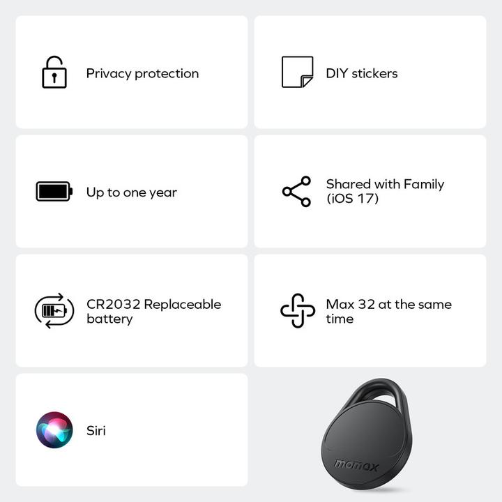 Image du produit Momax Pinpop Keyfinder - Noir (iOS)