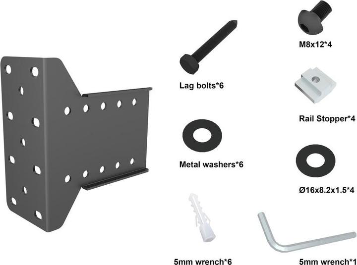 Actual product image Multibrackets Angle plate, black to Pro System, steel (Mounting- / Adapterplates)