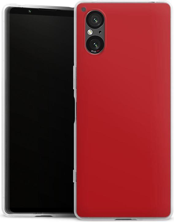 Produktbild DeinDesign Silikon Hülle für Sony Xperia 5 V Handyhülle Case Smartphone Schutzhülle Farbe Rot einfarbig (Sony Xperia 5 V)