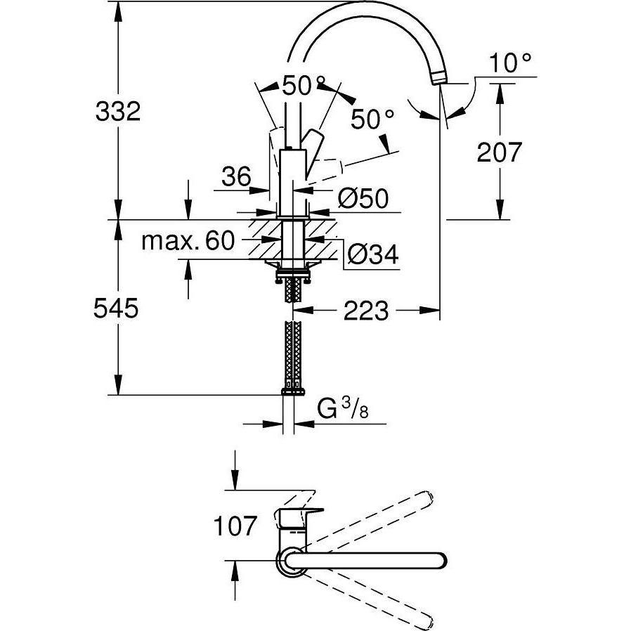 Thumbnail - Grohe, Küchenarmatur, Splenarmatur GROHE1108 Start Edge 31369001