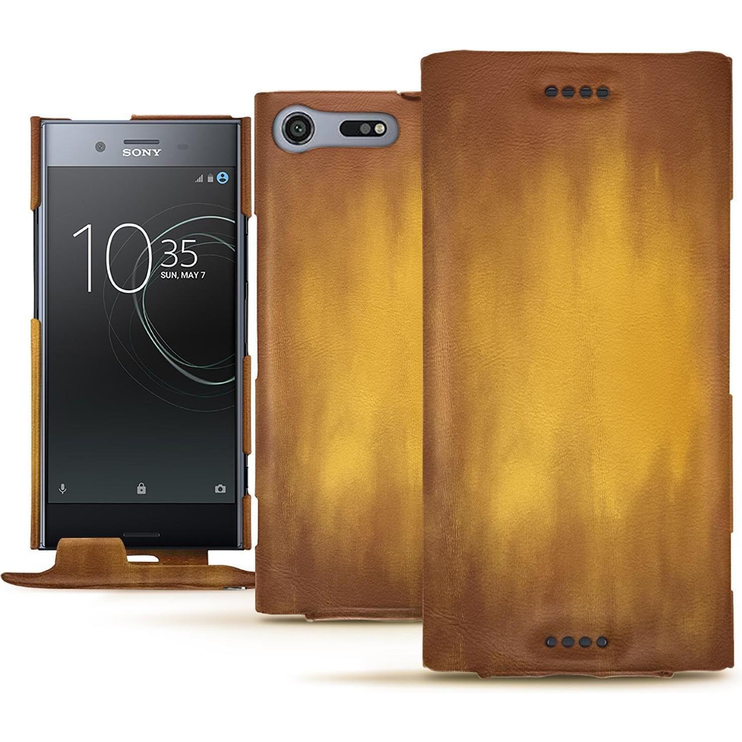 Thumbnail - Noreve Lederschutzhülle vertikal (Sony Xperia XZ Premium), Smartphone Hülle, Gold