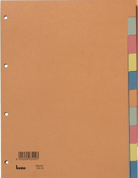 Produktbild Bene Register blanko DIN A4 Recyclingkarton