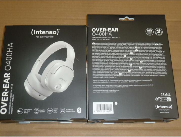 Immagine prodotto Intenso Cuffie over-ear O400HA - Cancellazione attiva del rumore ibrida, fino a 75 ore di autonomia e B (ANC, 75 h, Senza fili)