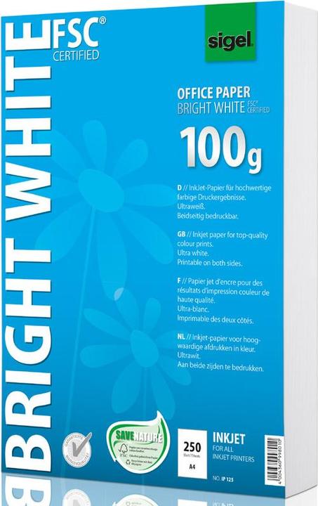 Immagine prodotto Sigel Carta per ufficio bianco brillante (100 g/m², 250 x, A4)