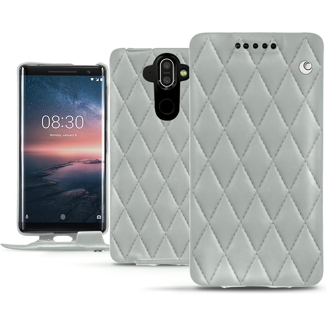 Noreve Lederschutzhülle vertikal (Nokia 8 Sirocco), Smartphone Hülle, Grau