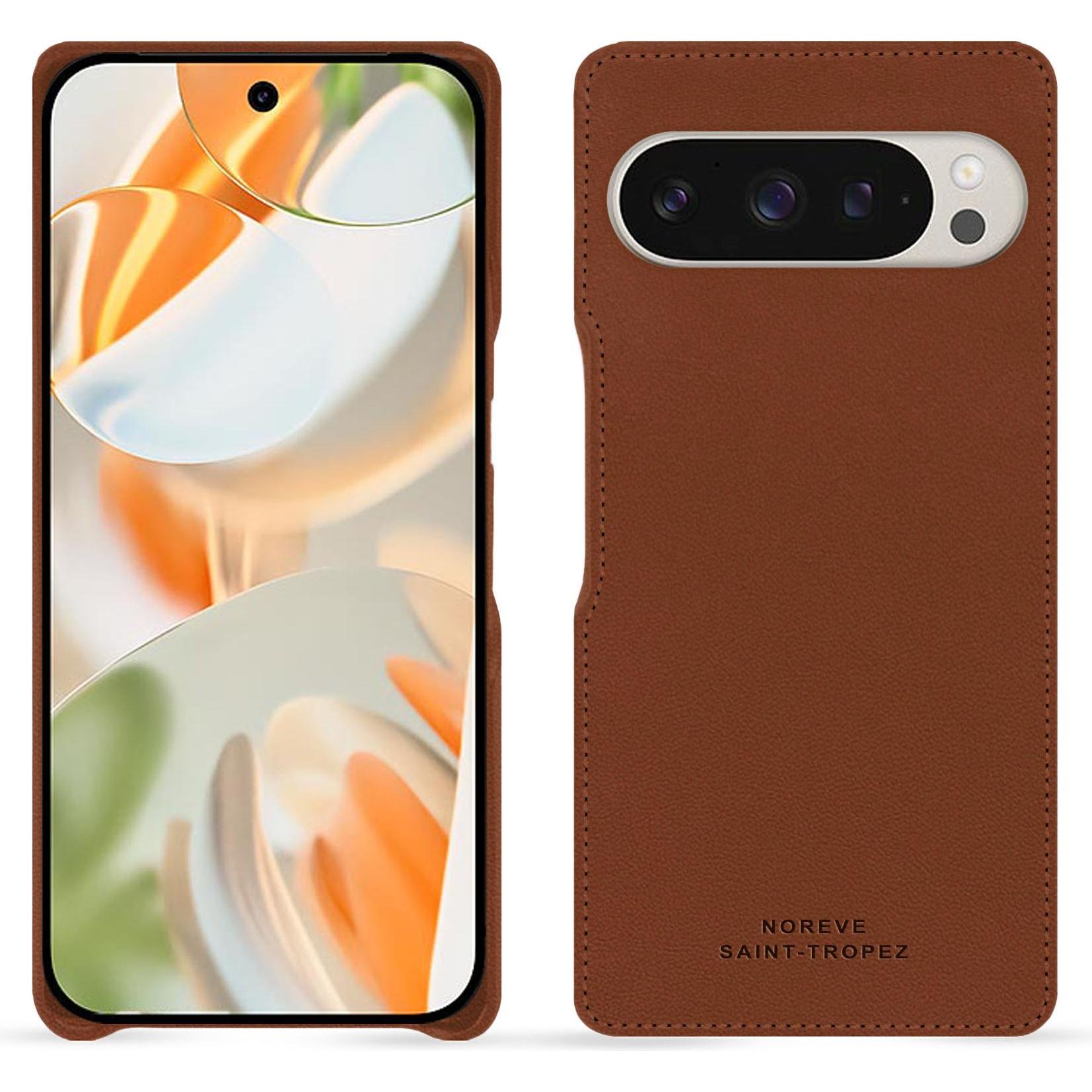 Noreve Lederschutzhülle (Google Pixel 9 Pro Fold), Smartphone Hülle, Braun