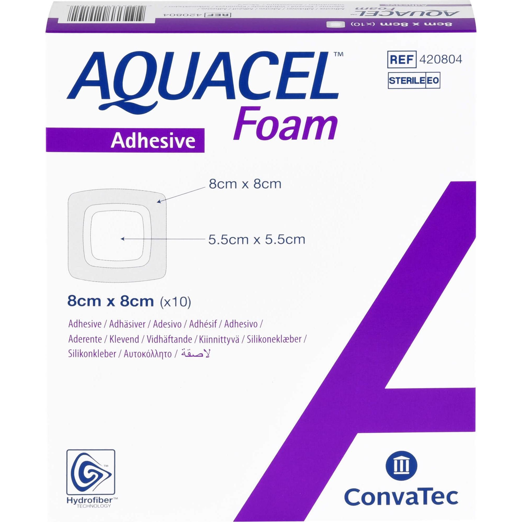 Aquacel Ag, Verbandsmaterial, Aquacel Foam adhäsiv 8x8 cm Verband, 10 St VER
