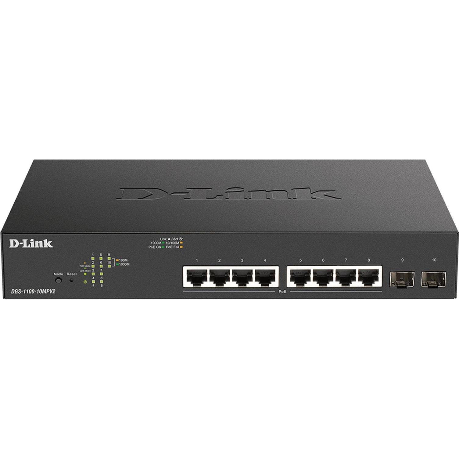 D-Link Switch PoE+ DGS-1100-10MP V2 10 porte (10 porte), Switch di rete, Nero