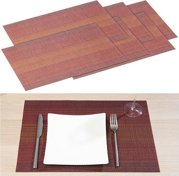 Produktbild Rosenstein & Söhne 6er-Set abwaschbare Tischsets in ansprechender Web-Optik, 45 x 30 cm (6 x, 45 x 30 cm)