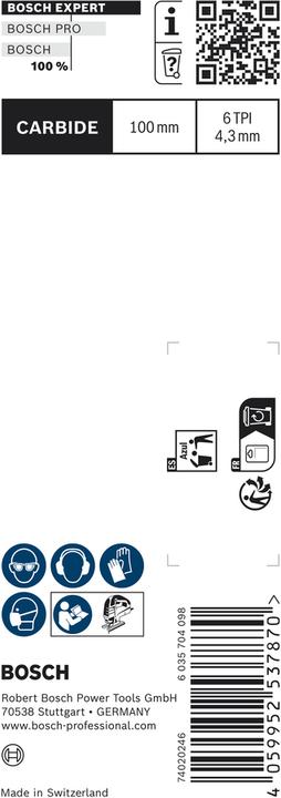 Actual product image Bosch Professional Zubehör Expert 'Fiber Plaster' T 141 HM Jigsaw blade, 3 pieces