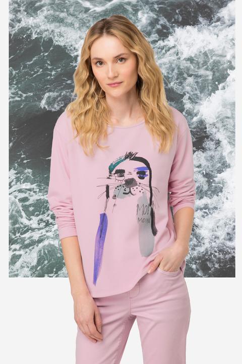 Produktbild Laurasøn Sweatshirt, oversized, Robben Print, Rundhals, Langarm (XL)