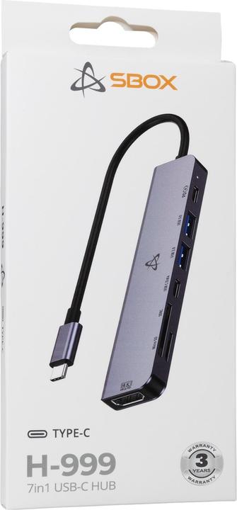 Produktbild Sbox Converter H-999 7in1 USB-C HUB (USB-A, USB-C, 7 Ports)