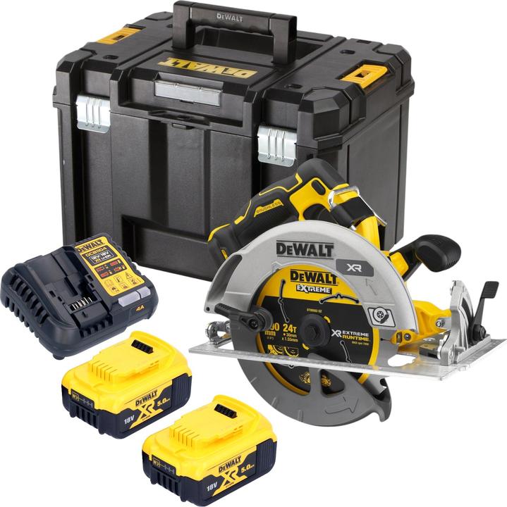 Produktbild DeWalt DCS 573 P2T Akku Handkreissäge 18 V 190 x 30 mm Brushless + 2x Akku 5,0 Ah + Ladegerät +