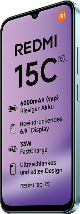 Produktbild Xiaomi Redmi 15C 5G 4+256GB Mint Green (256 GB, Mint Green, 6.90", 5G)