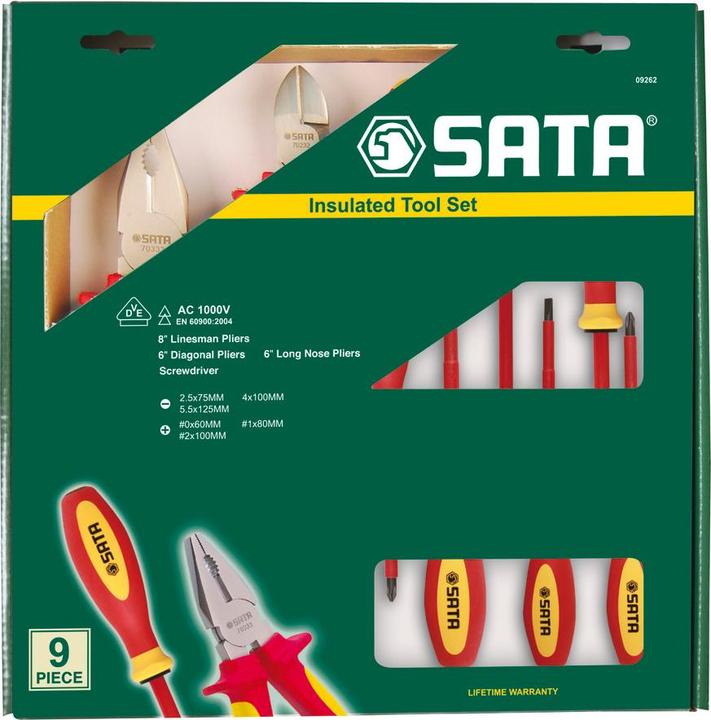 Immagine prodotto SATA Set di cacciaviti e pinze isolate, 9 pezzi.