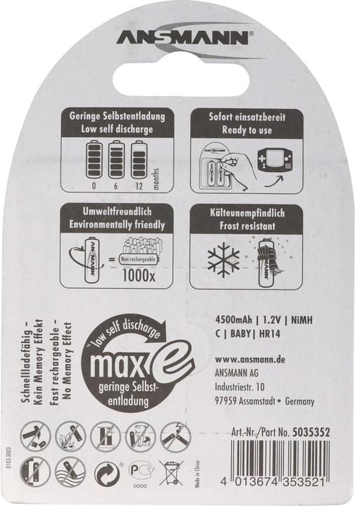 Actual product image Ansmann Baby C (2 pcs., C, 4500 mAh)
