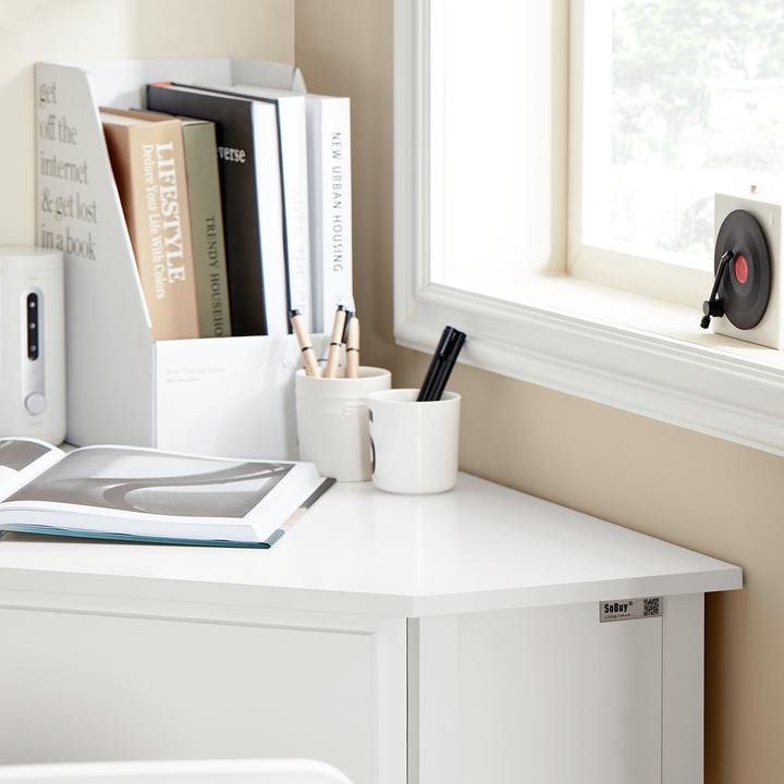 Immagine prodotto SoBuy Scrivania ad angolo con scaffale e cassetto (76 x 76 x 76 cm)