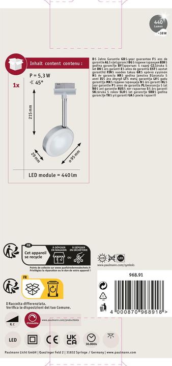 Produktbild Paulmann URail Spot Discus (440 lm)