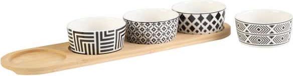 Produktbild Excellent Houseware Bambustablett mit 4 Keramik Schalen