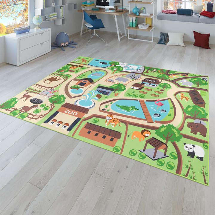 Produktbild TT Home Kinderzimmerteppich Teppich Junge Mädchen Kinderteppich Baby Rutschfest Strasse (150 x 80 cm)