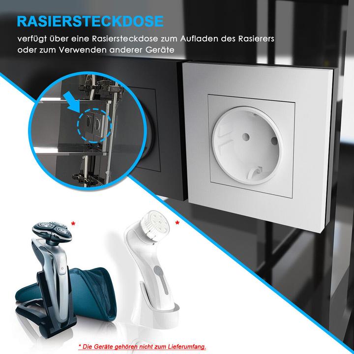 Produktbild SONNI LED-Spiegelschrank, Hochglanz-Badezimmerspiegel mit Beleuchtung, Badezimmerspiegelschrank