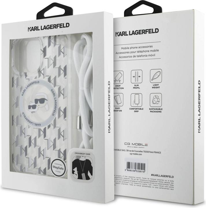 Actual product image Karl Lagerfeld KLHMP16XHCKLCT iPhone 16 Pro Max 6.9" transparent hardcase IML Crossbody Monogra (Apple iPhone 16 Pro Max)