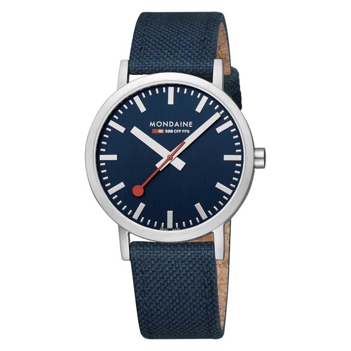 Mondaine, Armbanduhr, Classic - Von Der Natur Inspiriert, Blau, (Analoguhr, 40 mm)