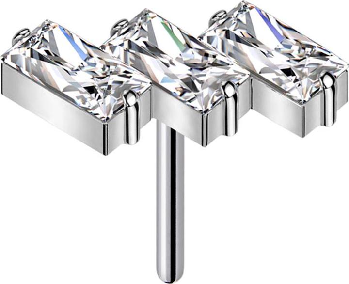 Immagine prodotto Star Piercing Threadless tre rettangoli argento cristalli argento (senza ottone, Titanio)