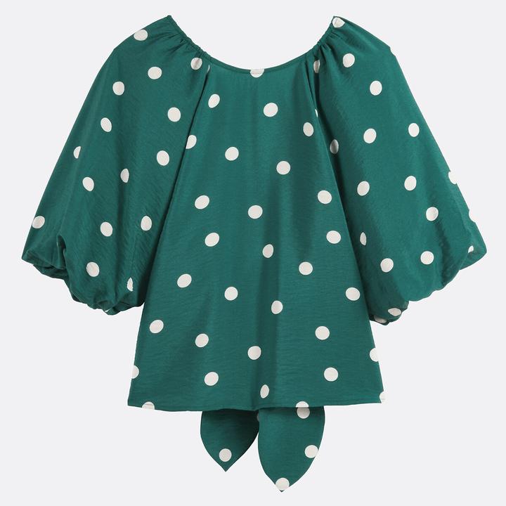 Immagine prodotto La Redoute Collections Bluse mit Rundhalsausschnitt Puffärmel mit Punkten (36)