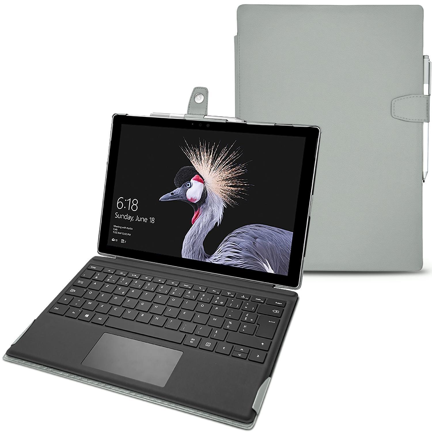 Noreve Lederschutzhülle (Surface Pro (2017)), Tablet Hülle, Grau
