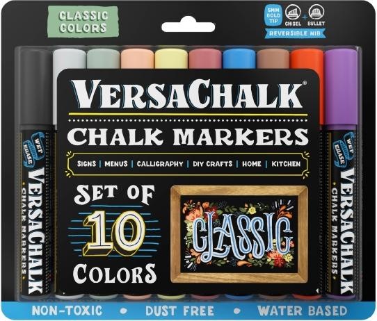 Produktbild VersaChalk - Classic Flüssigkreide Marker 10er Set mit 5mm (Weiss, 5 mm, 10 x)