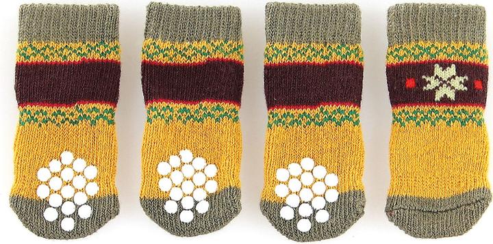 Swisspet Chaussettes pour chien avec antidérapant Naturi jaune olive