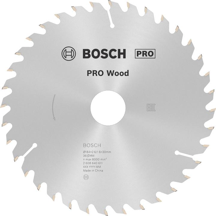 Actual product image Bosch Professional Zubehör PRO Wood circular saw blade, 184 x 2.6 x 30 mm