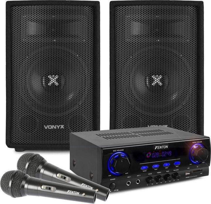 Vonyx Karaoke -Set mit Bluetooth und zwei Mikrofonen - einfach singen - Fenton -Verstärker - Vony -Lautspr (Attivo)