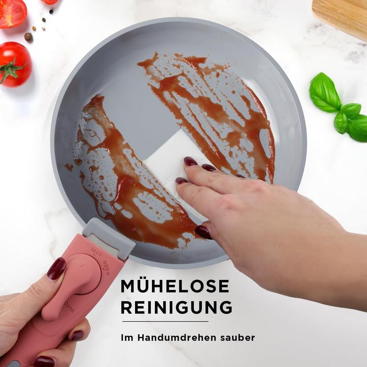 Immagine prodotto Kasanova Eaziclip Keramik-Kochgeschirr-Set mit abnehmbaren Griffen (Padella per friggere, Ceramica, 20 x 26 cm)