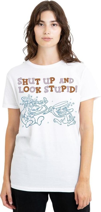 Immagine prodotto Ren & Stimpy Shut Up And Look Stupid! Maglietta Adulto Unisex (L)