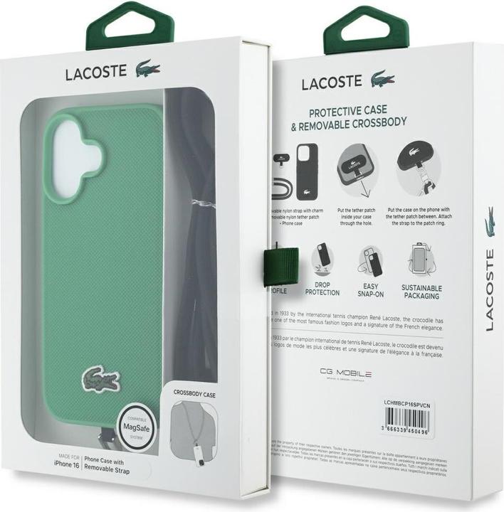 Immagine prodotto Lacoste Etui Iconic Petit Pique Crossbody Cord MagSafe do iPhone 16 zielony (Apple iPhone 16)