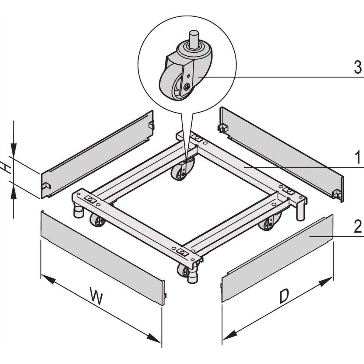 Schroff BASE 600B 900T MOBILE RAL7021, Accessori per armadio rack, Grigio